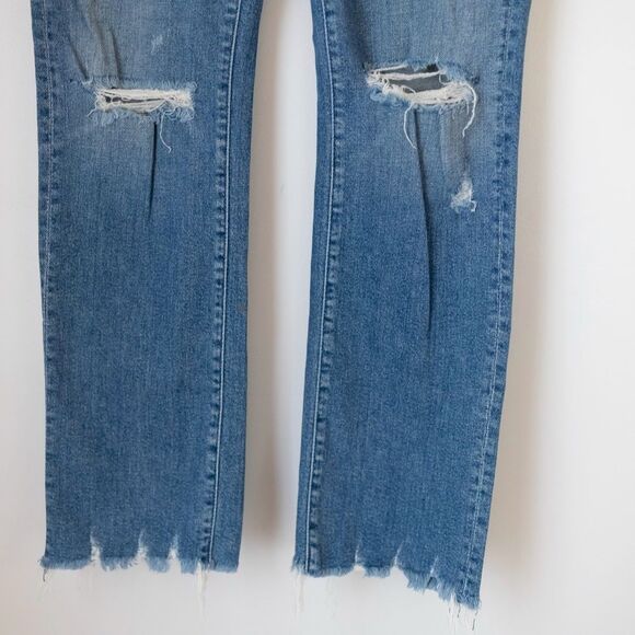 Mother Denim Rascal Ankle Chew Straight Leg Distressed Jeans Learning to Hula 26 - Picture 10 of 11